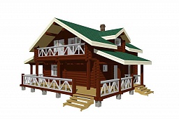Эскиз деревянного дома  H-175r-08 из бревна или лафета 