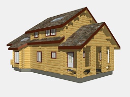 Эскиз деревянного дома H-209r-03 из бревна или лафета