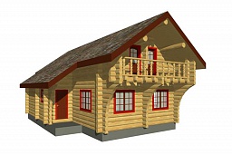 Эскиз деревянного дома H-125-04 из бревна или лафета 