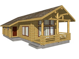 Эскиз деревянного дома H-135-04 из бревна или лафета 