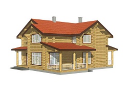 Эскиз деревянного дома H-280r-21 из бревна или лафета