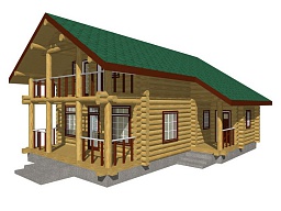 Эскиз деревянного дома H-201-08 из бревна или лафета