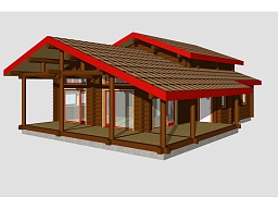 Эскиз деревянного дома H-220-09 из бревна или лафета