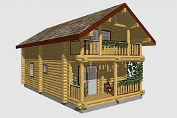 Эскиз деревянного дома H-127-10 из бревна или лафета 