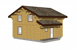 Эскиз деревянного дома H-126-10 из бревна или лафета 