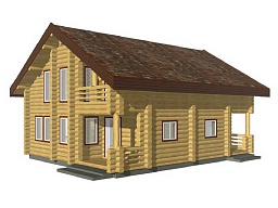 Эскиз деревянного дома H-267r-21 из бревна или лафета