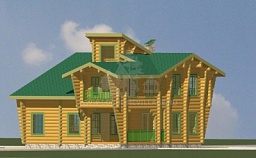 Эскиз деревянного дома H-243-10 из бревна или лафета