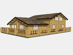Эскиз деревянного дома H-258r-12 из бревна или лафета