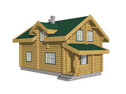 Эскиз деревянного дома H-170r-13 из бревна или лафета 