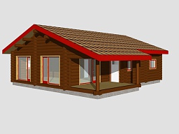 Эскиз деревянного дома H-125-09 из бревна или лафета 