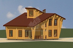 Эскиз деревянного дома H-236-10 из бревна или лафета
