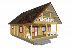 Эскиз деревянного дома H-123-04 из бревна или лафета 