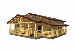 Эскиз деревянного дома H-120r-06 из бревна или лафета 