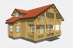 Эскиз деревянного дома H-227r-03 из бревна или лафета