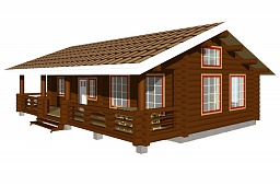 Эскиз деревянного дома H-109-09 из бревна или лафета 